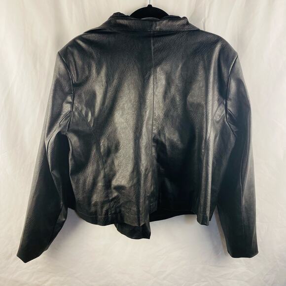 Eloquii Black Faux Vegan Leather Asymmetrical Moto Jacket Size 18 - Picture 9 of 9